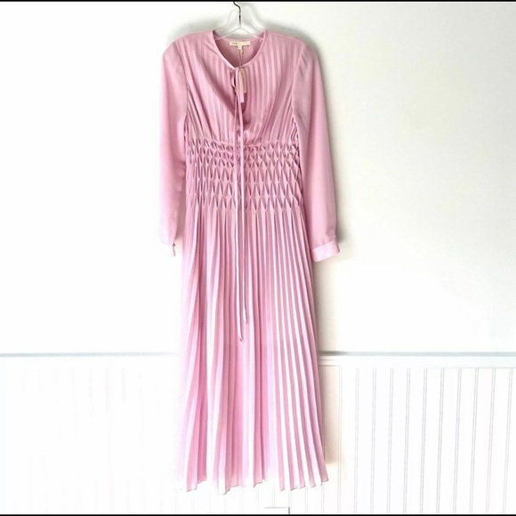 MAJE Pink Pleated Rocket Midi Maxi Dress, size 2/M - Picture 2 of 7